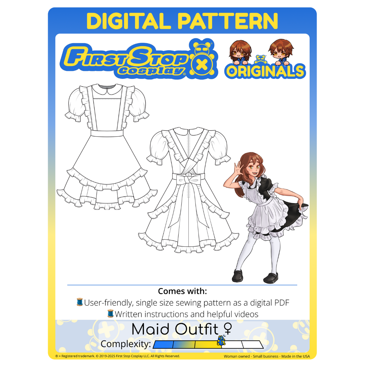 FSCO DIGITAL Classic Maid Outfit  Sewing Pattern  First Stop Cosplay
