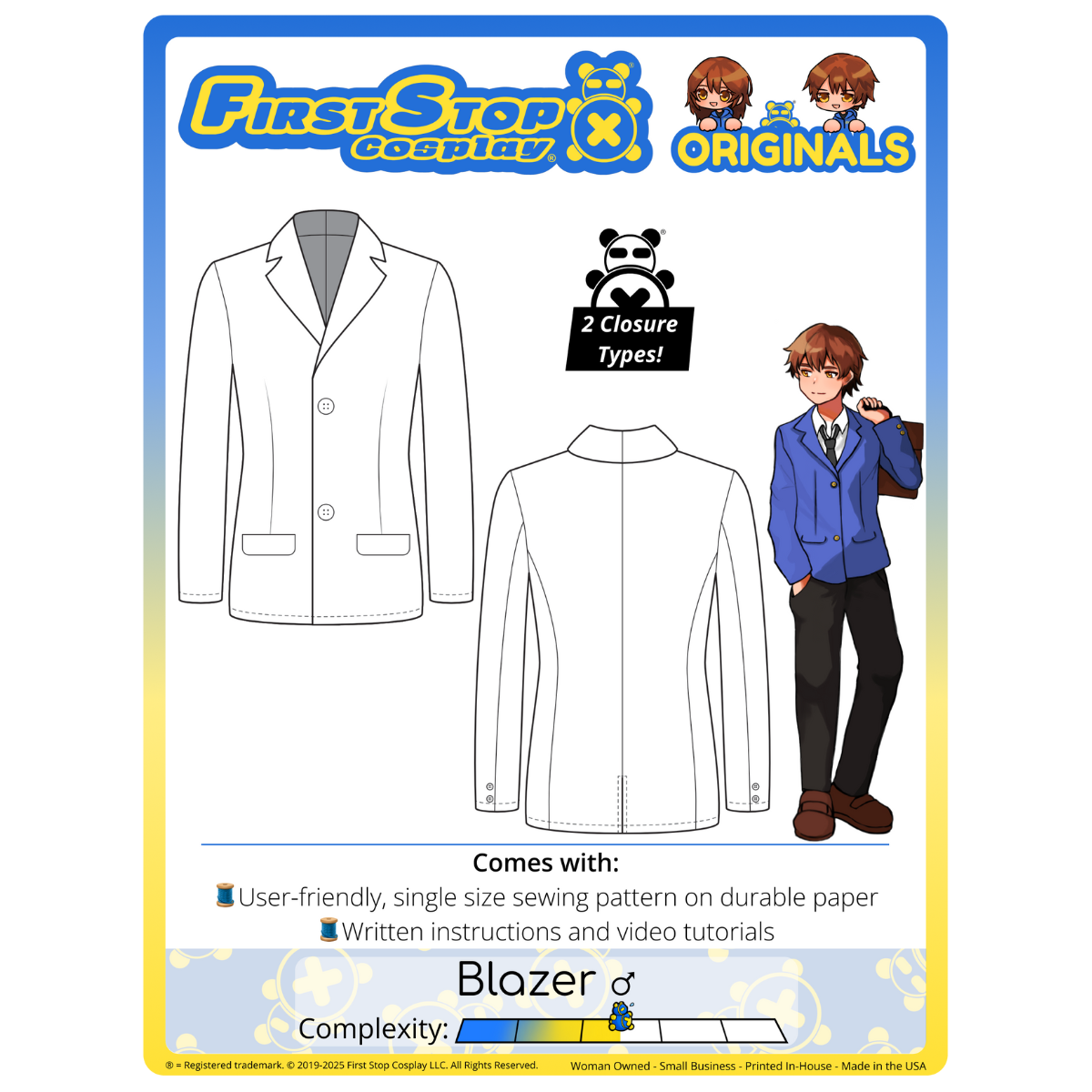 FSCO® Smart & Sleek Blazer ♂ Sewing Pattern
