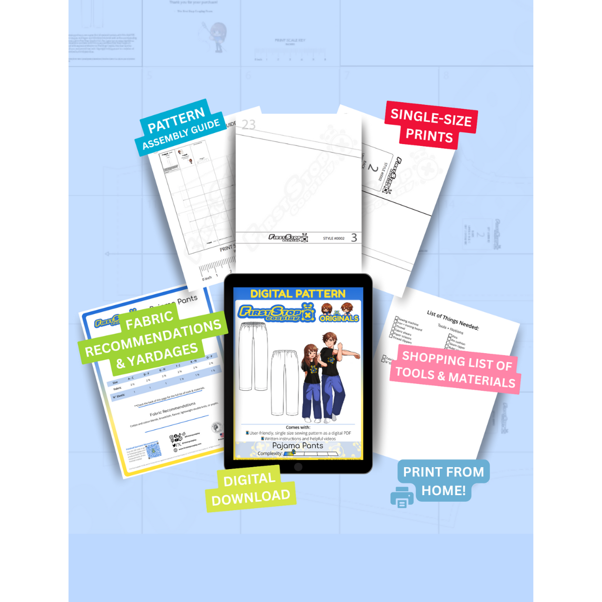 FSCO® DIGITAL Cozy Pajama Pants Sewing Pattern