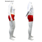 A photo of the right side view of our female and male mannequins in the completed Safety Shorts (size C).