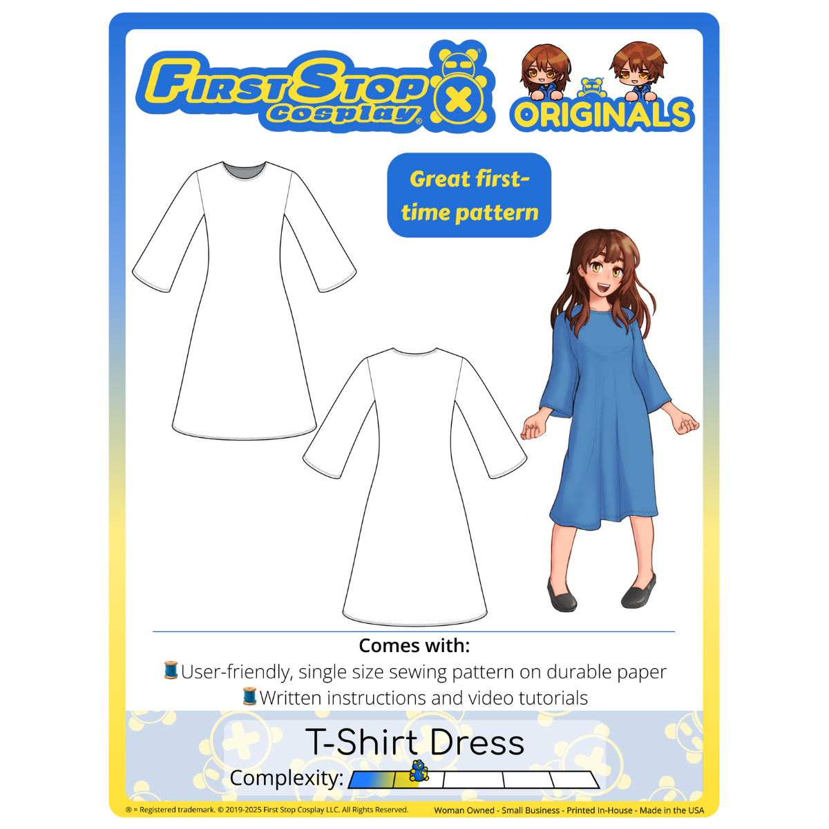 blue dress for baby girl FSCO® Relaxed Fit T-Shirt Dress Sewing Pattern – First Stop Cosplay