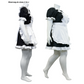 A photo of the right side view of our female and plus size female mannequins in the completed Maid Outfit (sizes C and J) with the apron.