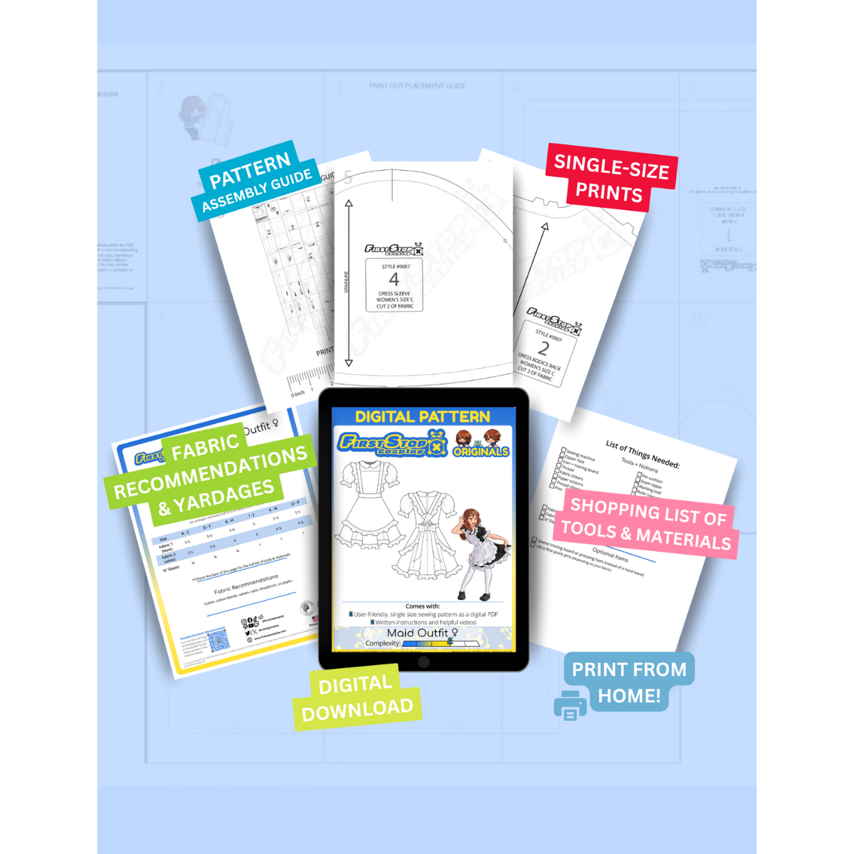 FSCO® DIGITAL Classic Maid Outfit ♀ Sewing Pattern
