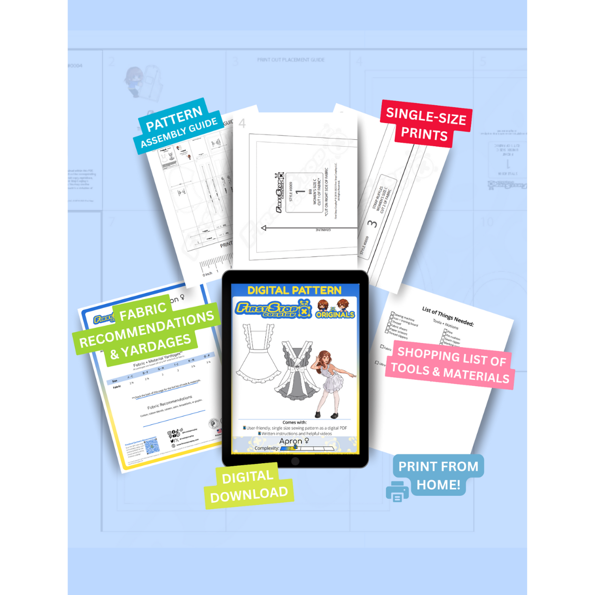 FSCO® DIGITAL Fun & Frilly Apron ♀ Sewing Pattern