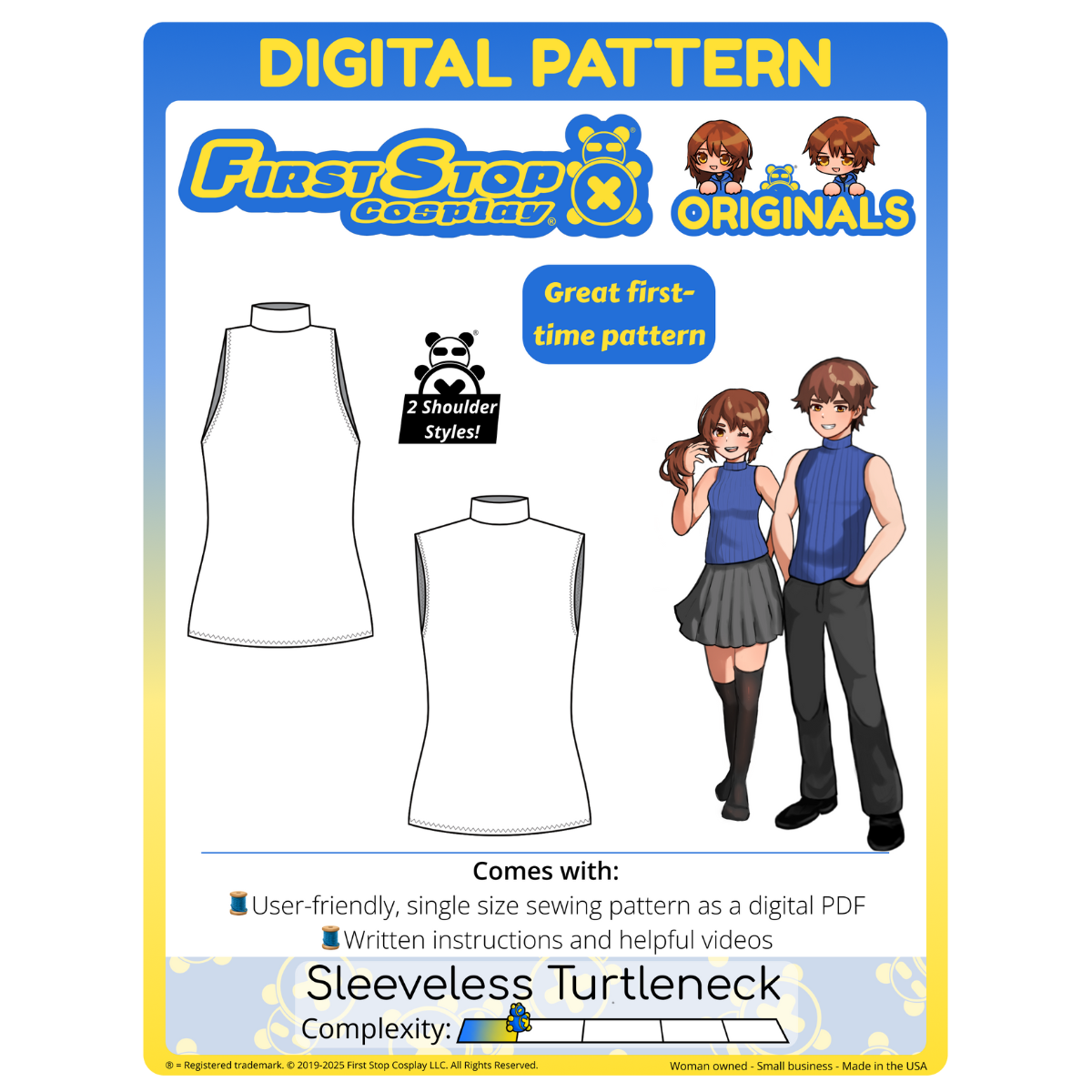 FSCO® DIGITAL Versatile Sleeveless Turtleneck Sewing Pattern