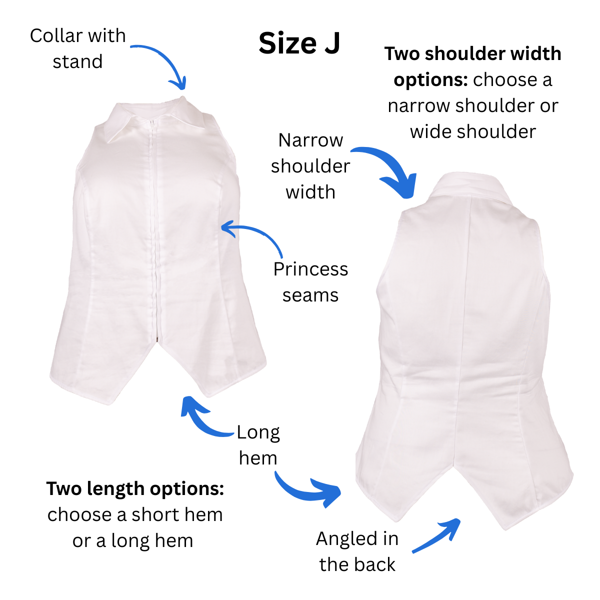 FSCO® DIGITAL Customizable Zip-Up Sleeveless Collared Shirt Sewing Pattern