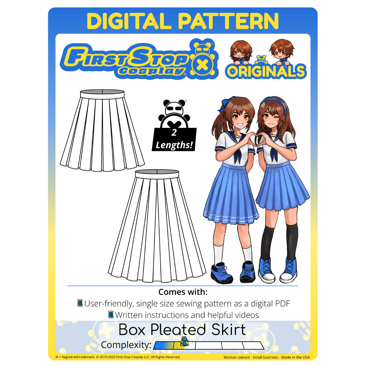 FSCO® DIGITAL Dual-Length Box Pleated Skirt Sewing Pattern