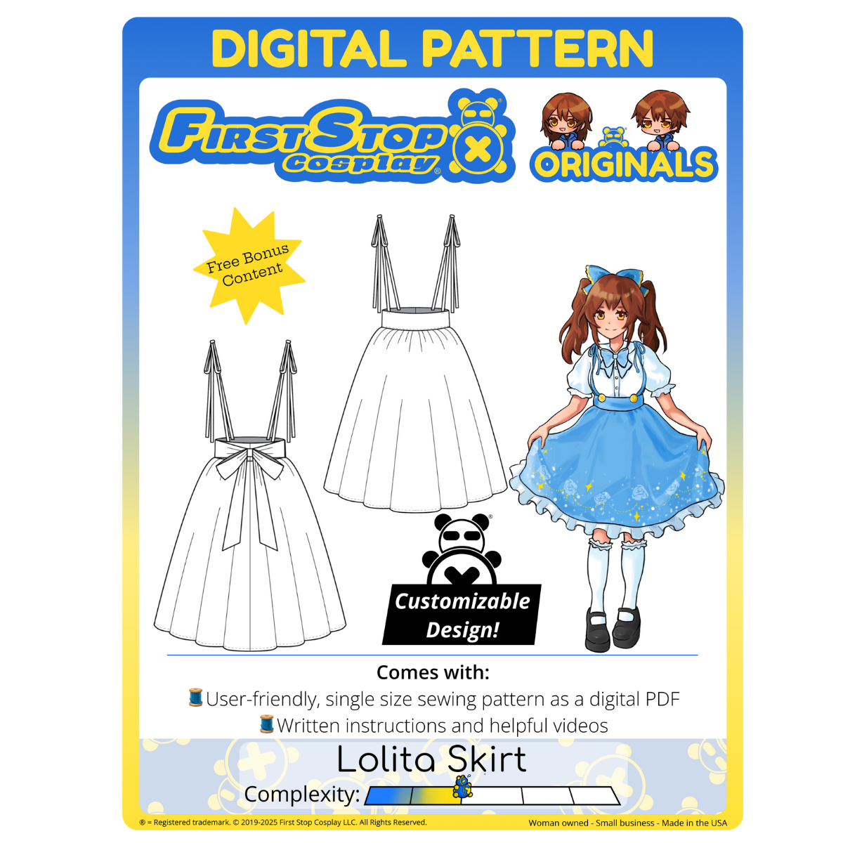 FSCO® DIGITAL Customizable Lolita Skirt Sewing Pattern