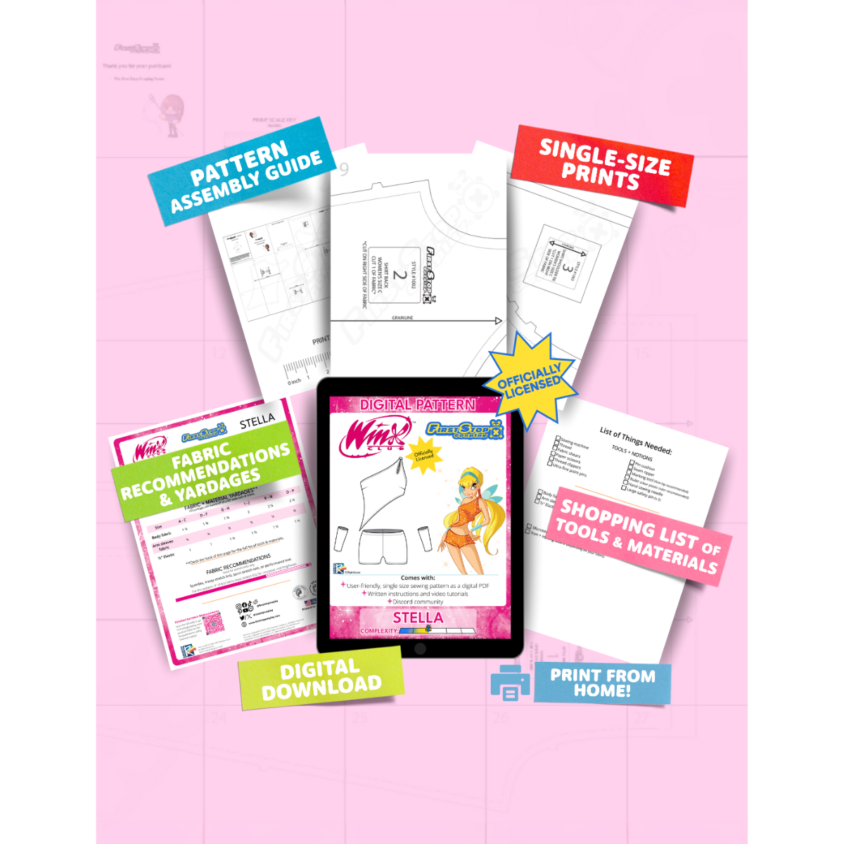 Winx Club DIGITAL Stella Sewing Pattern