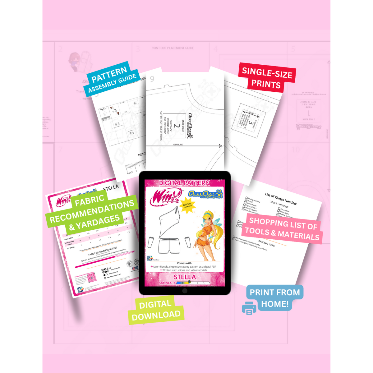 Winx Club DIGITAL Stella Sewing Pattern