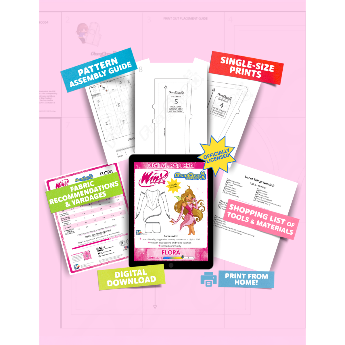 Winx Club DIGITAL Flora Sewing Pattern
