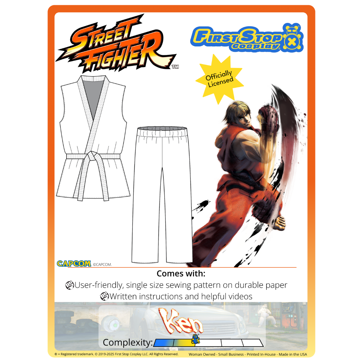 Street Fighter Ken Sewing Pattern