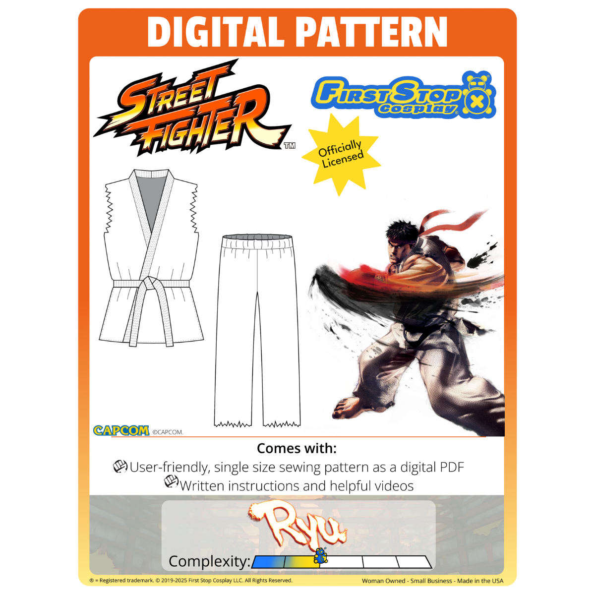 Street Fighter DIGITAL Ryu Sewing Pattern