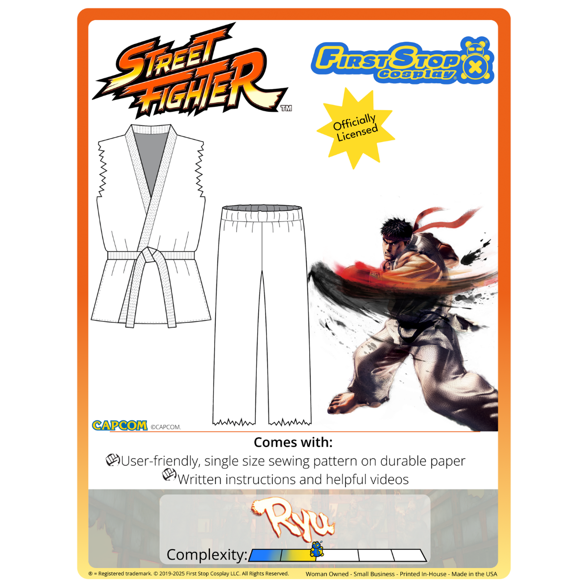 Street Fighter Ryu Sewing Pattern