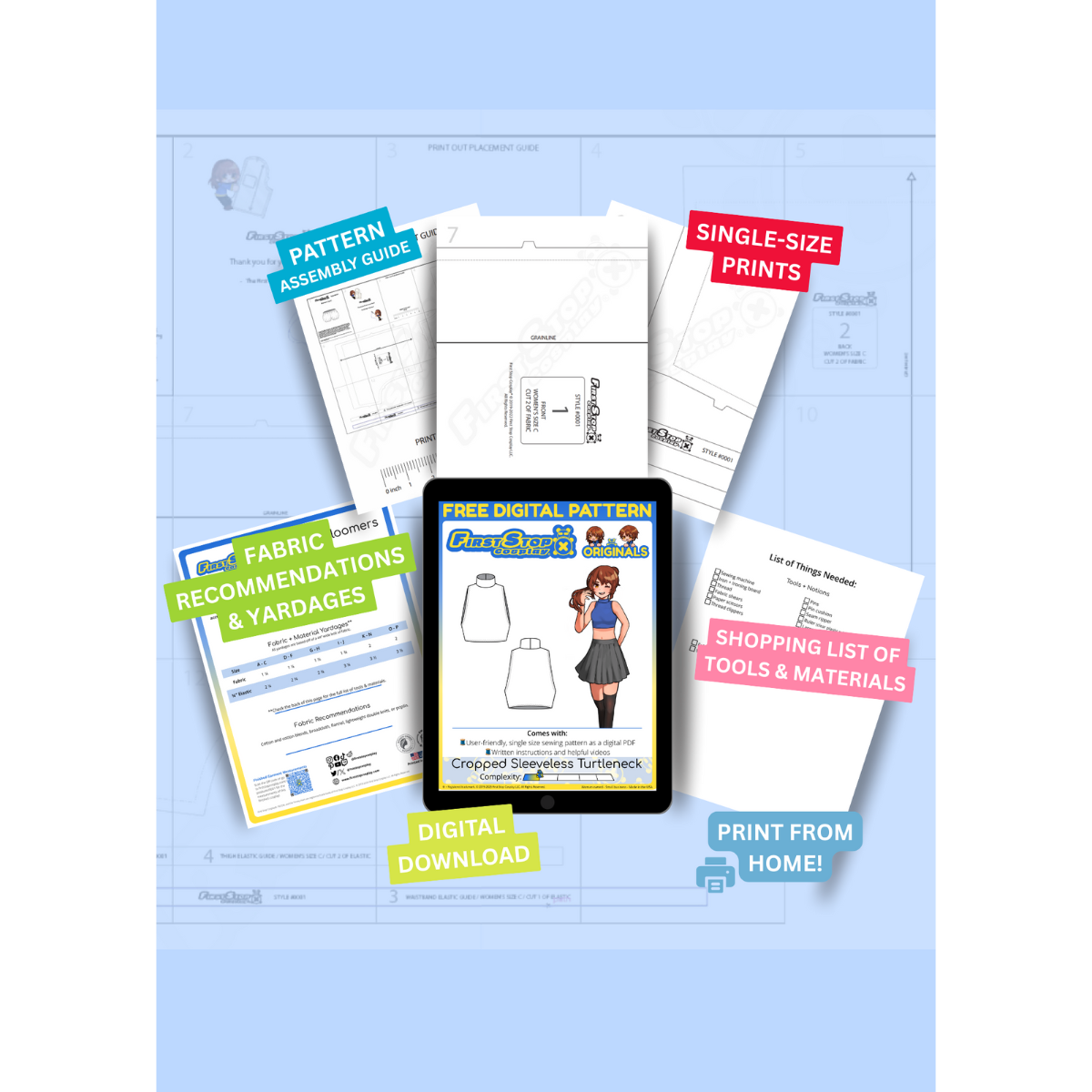 FREE FSCO® DIGITAL Cropped Sleeveless Turtleneck Sewing Pattern