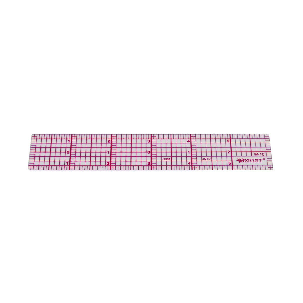 6" Westcott-branded transparent ruler without packaging, image taken at a slight angle.