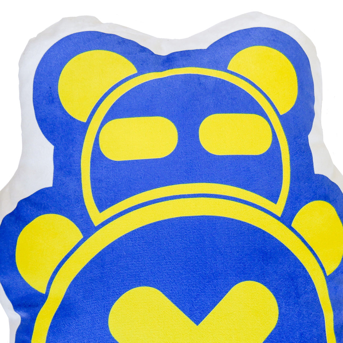A zoomed-in image of the top-half of the Timmy Pillow plush.